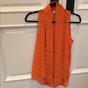 Everly orange printed top with tie size S
